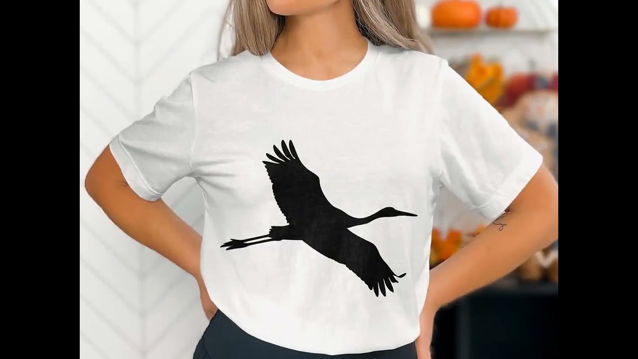 Crane Flying Low Silhouette SVG, Migratory Bird Clipart, Nature Scene Vector, Bird in Flight Digital