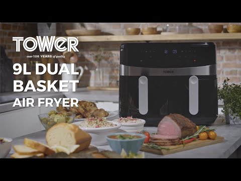 Tower T17088 Vortx 9L Duo Basket Air Fryer with Smart Finish, 2600W Power,  Black : : Home & Kitchen
