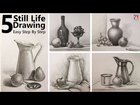 5 Still Life Drawing Ideas | How To Draw Still Life Step By Step with Pencil Shading