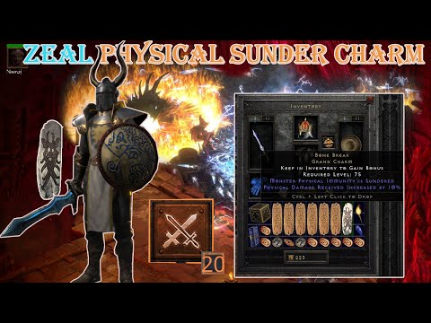 Diablo II Resurrected - Zeal Physical Sunder Charm Paladin Build Uber Tristram