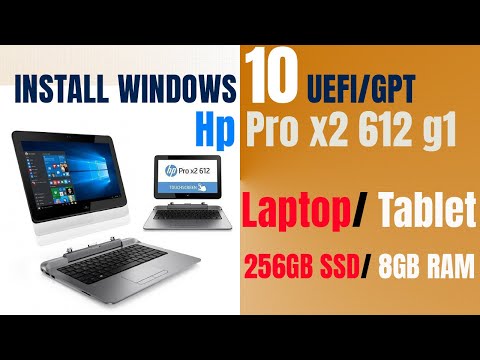 Install Windows 10 UEFI/GPT Hp Pro X2 612 g1 Laptop/Tablet |Corei5 4th Gen|256gb ssd|8gb Ram|2022