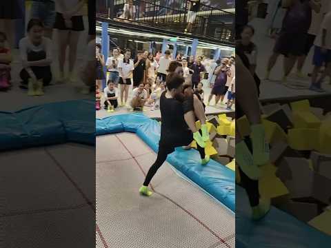 17.Watch This Teen Jump Around A😄🥱 Fun Park Trampoline #vlog #trampoline #shorts