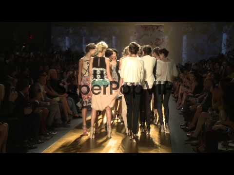 Models walk the runway during Nicole Miller - Runway - Sp...