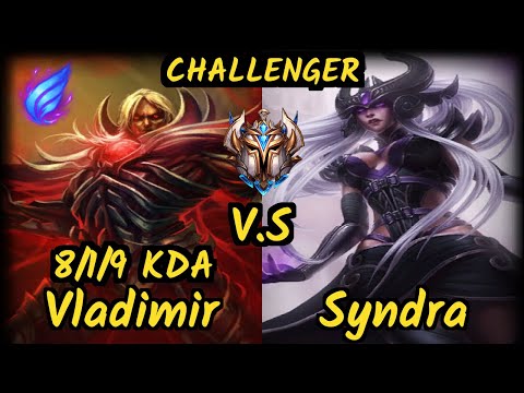 Bjergsen (VLADIMIR) vs SYNDRA - 8/1/9 KDA MID CHALLENGER GAMEPLAY - NA