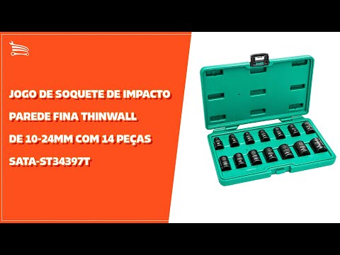  Jogo de Soquete de Impacto Parede Fina Thinwall de 10-24mm com 14 Peças  - Video