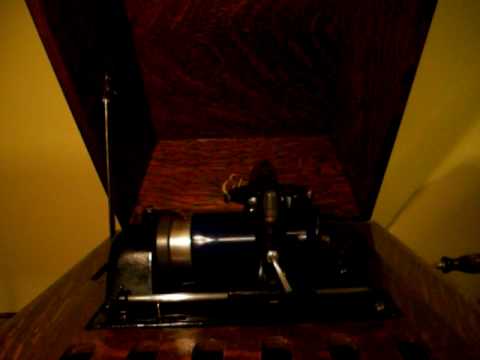 edison amberola with blue cylinder vodeville