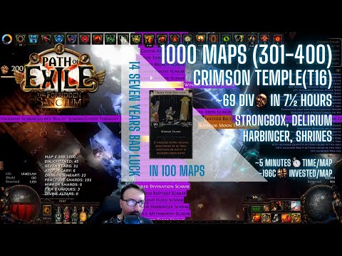 [PoE 3.20] 1000 Juiced MAPS (301-400) - Magic Finding on Crimson Temple (cumulative 30div per hour)