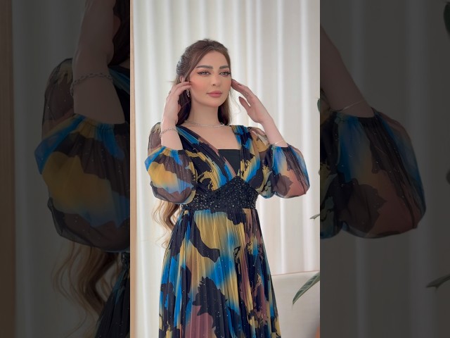 فستان سهرة مموج تل بالون الاصفر