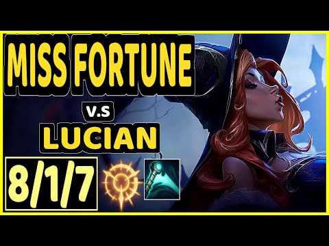 YUUKI60 (MISS FORTUNE) vs LUCIAN - 8/1/7 KDA BOTTOM ADC GAMEPLAY - EUW Ranked MASTER