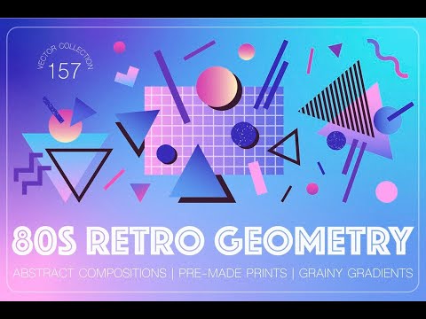 80s Retro Geometry Shapes and Gradients Graphic Download