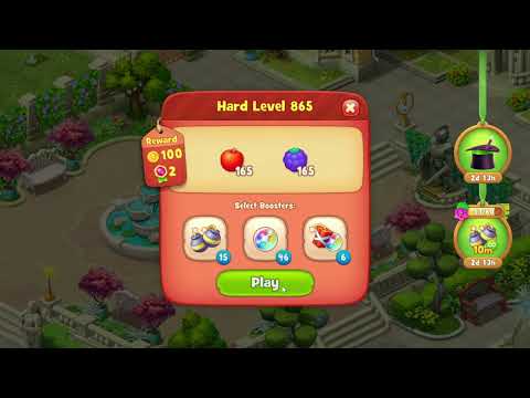 Gardenscapes 865 Hard Level - 12 moves - NO BooSTERS