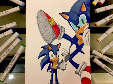 Drawing Sonic the hedgehog