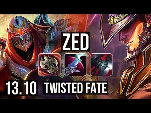 ZED vs TWISTED FATE (MID) | 7/0/2, 700+ games, 900K mastery, Godlike | KR Master | 13.10