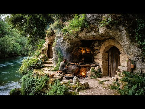 30 Days Survival: Building A Cave House With Water Wheel And Kitchen