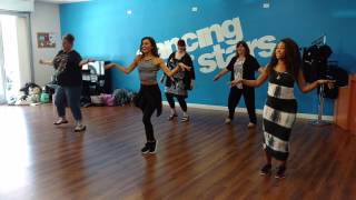 Moms get salsa dancing lessons from Dancing with the Stars cast in Los Angeles, CA! #DWTS
