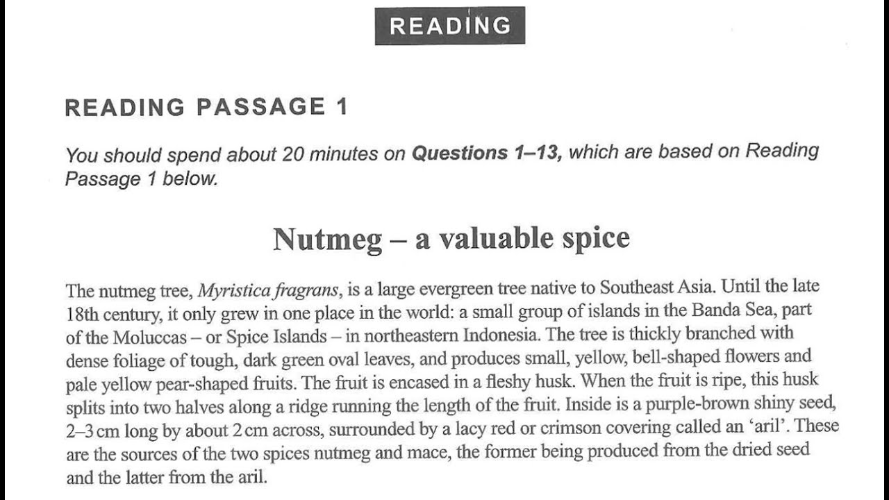Nutmeg - a valuable spice | IELTS 15 Reading Answers with Explanation