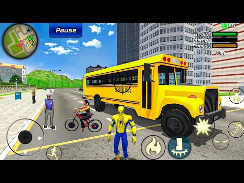 School Bus at Vegas City - Spider Rope Hero Gangster Crime - Android Gameplay