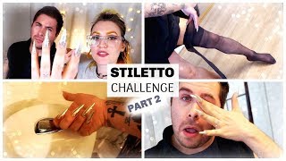 MALE STILETTO NAILS CHALLENGE - PART 2 | GEL GLITTER NAILS