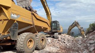 Mountain Road: Caterpillar 336E, D6R, Volvo A40D, Epiroc & Hamm Roller in (4K) - Sotiriadis Constr.