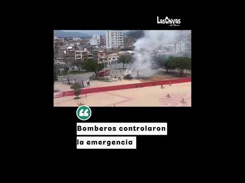 ¡Alerta en Sogamoso! Máquina se incendió en obra de la Alcaldía.