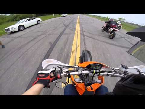 crf450 vs xr650 vs ktm 450, 530 vs wr450 supermoto drag race