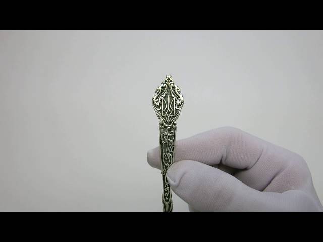 Чайная серебряная ложка с гербом Украины 29лт Видеообзор