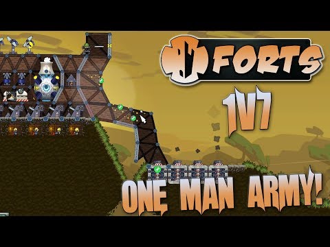 Forts Multiplayer 1v7 Gameplay One Man Stands Against Many!