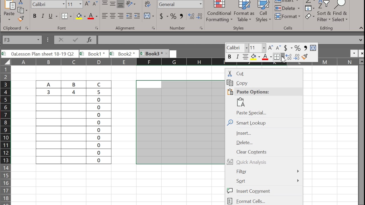 spreadsheet review using Pythagorean theorem