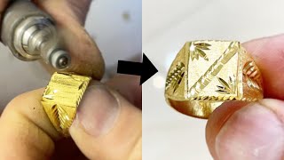 Mens 24K Gold Signet Ring Making - Jewelry Making - Making a ring - 4K Video