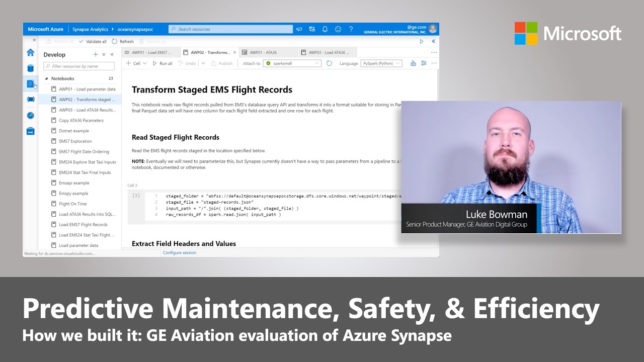 Azure Synapse Predictive Maintenance, Safety, and Efficiency | GE Aviation's Practical Use Case