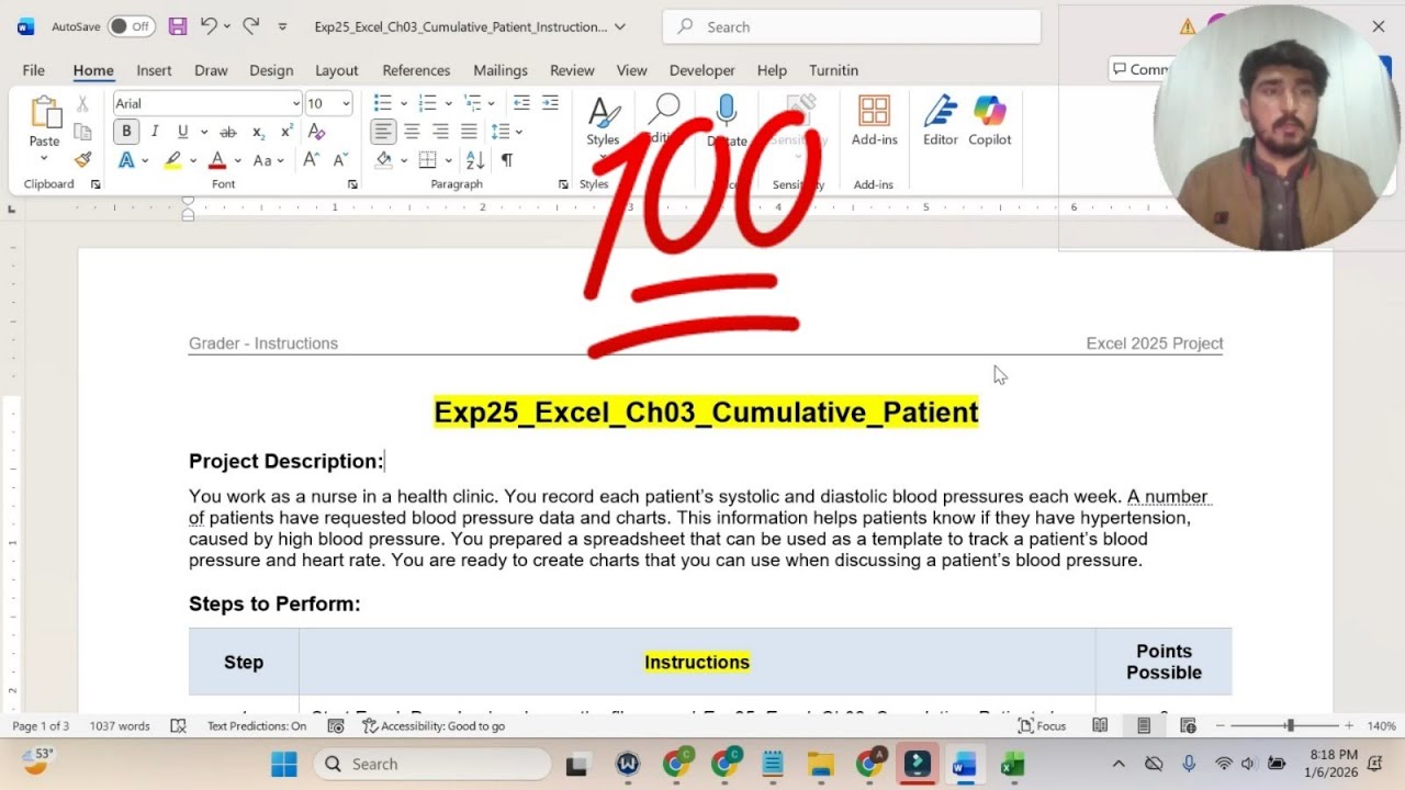 Exp25_Excel_Ch03_Cumulative_Patient | Excel Chapter 3 Cumulative Patient #CumulativePatient #exp25