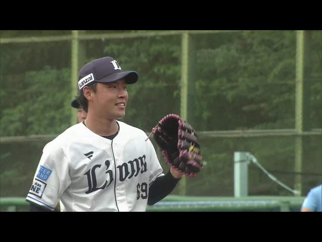 【ファーム】最後は三振!! ライオンズ・水上由伸 ランナーを許すも無失点で切り抜ける!! 2025年9月3日 埼玉西武ライオンズ 対 千葉ロッテマリーンズ