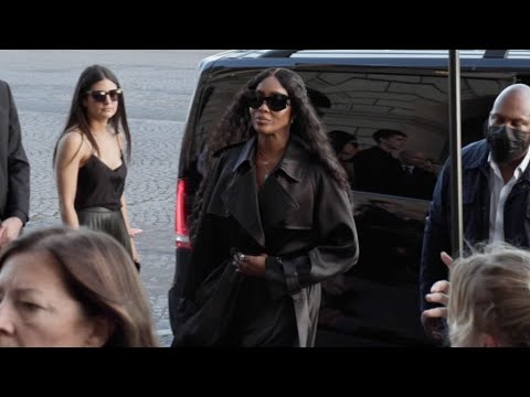 Supermodel Naomi Campbell arriving at the Balenciaga Party in Paris