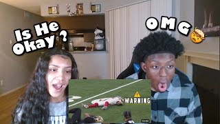 My Girlfriend Reacts To Biggest Football Hits Ever