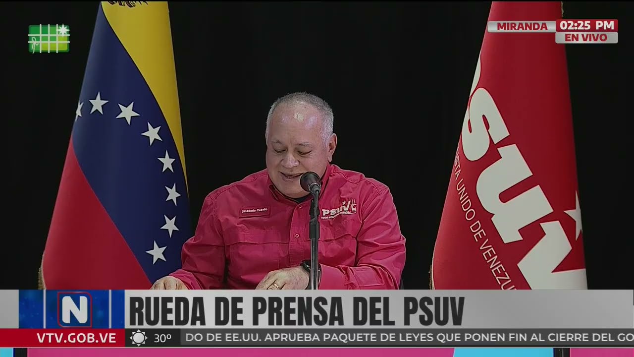 Diosdado Cabello en rueda de prensa del PSUV, 10 de noviembre de 2025