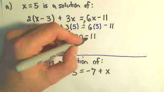 An Intro to Solving Linear Equations:  What Does it Mean to be a Solution?