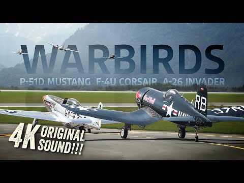 P-51 MUSTANG + F4U CORSAIR (100% ORIGINAL SOUND) A-26 FORMATION