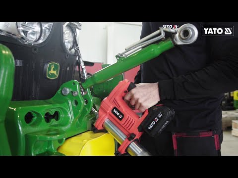 Шприц мастильний YATO, 600 см?, 18В, 62 MPa, з гнучким аплікатором Шприц мастильний YATO, 600 см?, 18В, 62 MPa, з гнучким аплікатором