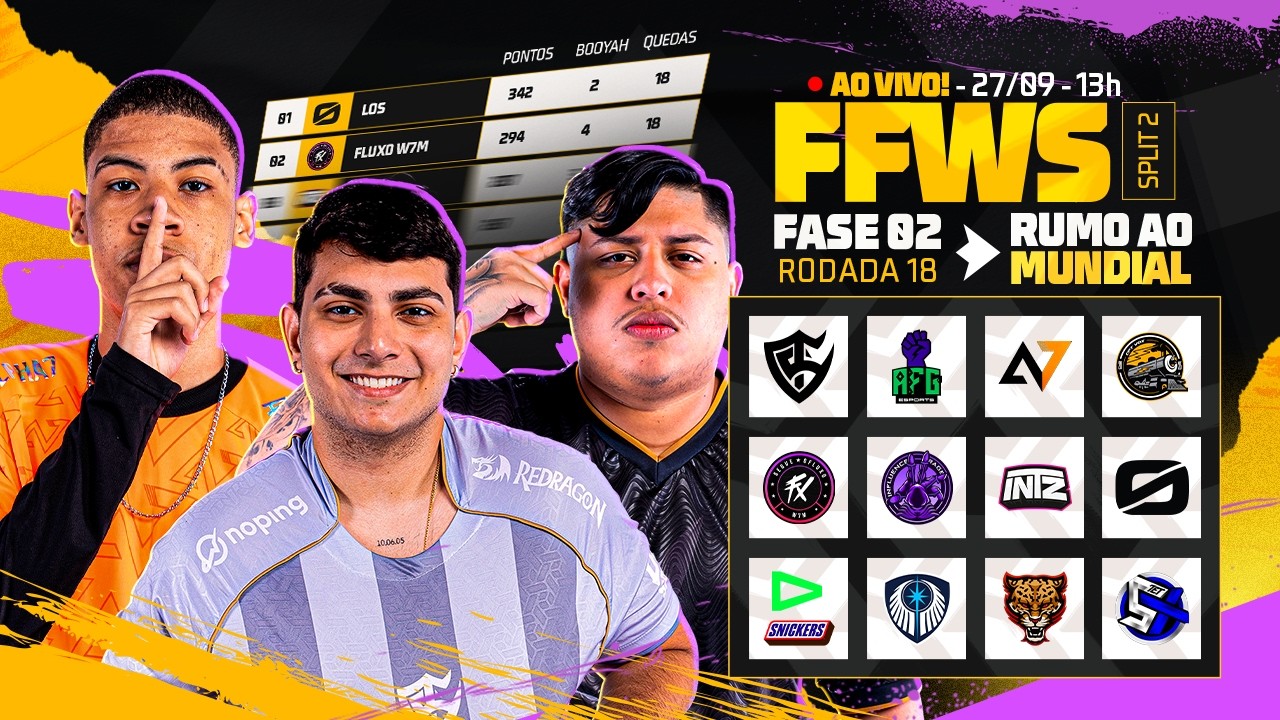 🔴 FREE FIRE AO VIVO: FFWS BRASIL SPLIT 2 - FASE RUMO AO MUNDIAL | RODADA 18