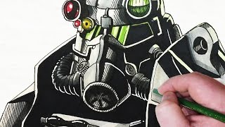 Let's Draw Fallout Power Armor - Brotherhood of Steel