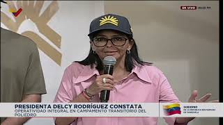 Delcy Rodríguez visita el Poliedro de Caracas y constata operatividad de campamento temporal