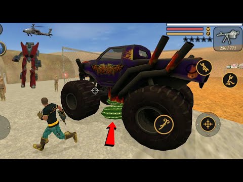 Vegas Crime Simulator (Vegas Hero Fight on Army Base) Cactus suppressed on Monster Truck - HD