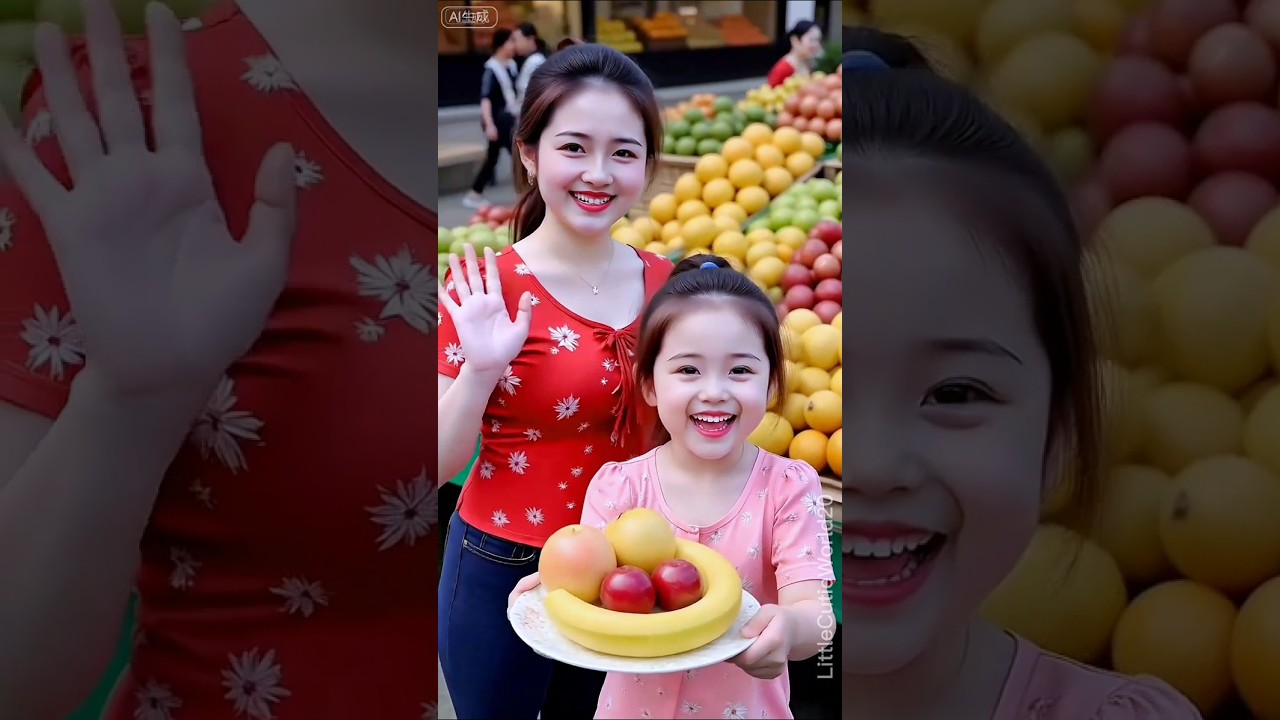 Beautiful Mom Teaches Cute Baby to Share Fresh Fruits 🍎🍇