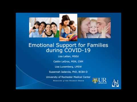 Screenshot of video: COVID 19-Webinar-Emotional Support for Families- Autism Research Institute