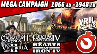 Mega Campaign | CK2 to EU4 to V2 to HoI4 | 1066 AD to 1948 AD Timelapse