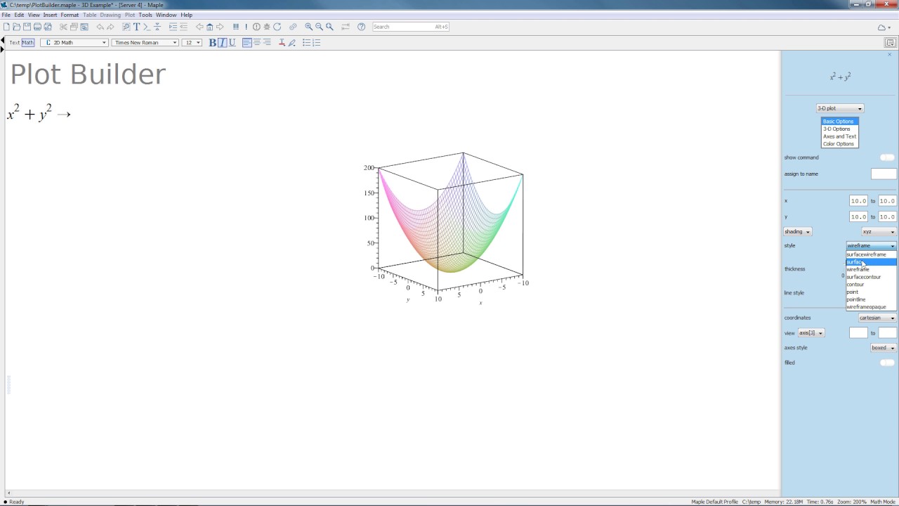 Easy Plot Creation in Maple