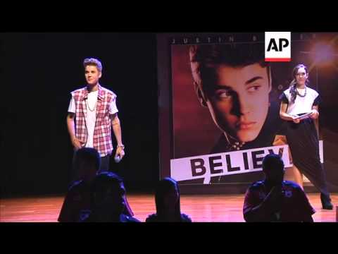 Canadian heart throb Justin Bieber talks to fans before concert in Malaysia