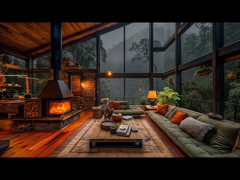 Rainy Day Retreat - Forest Cabin Serenity with Crackling Fireplace Ambiance | Ultimate Relaxation🌧️