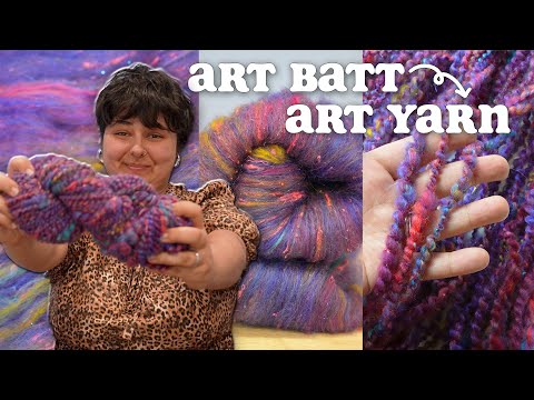 Making Funky Yarn From Scratch 🧶 Drum Carding Fiber & Spinning Art Yarn
