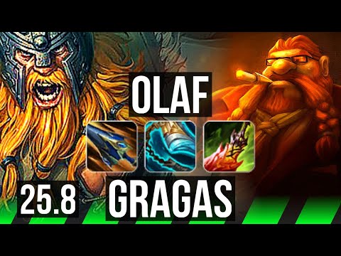 OLAF vs GRAGAS (JGL) | 12/1/7, Legendary | EUW Challenger | 25.8